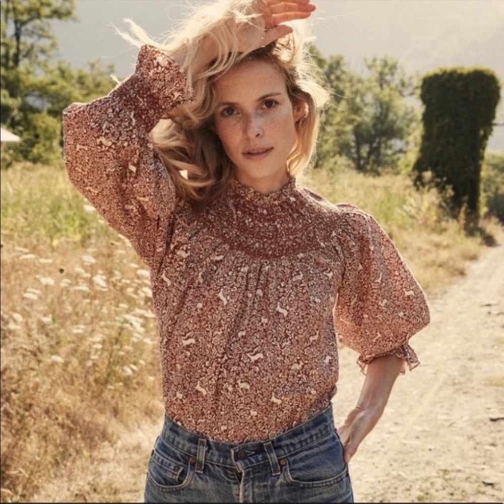 Doen Amoret Blouse in Prancing Fawn XS EUC